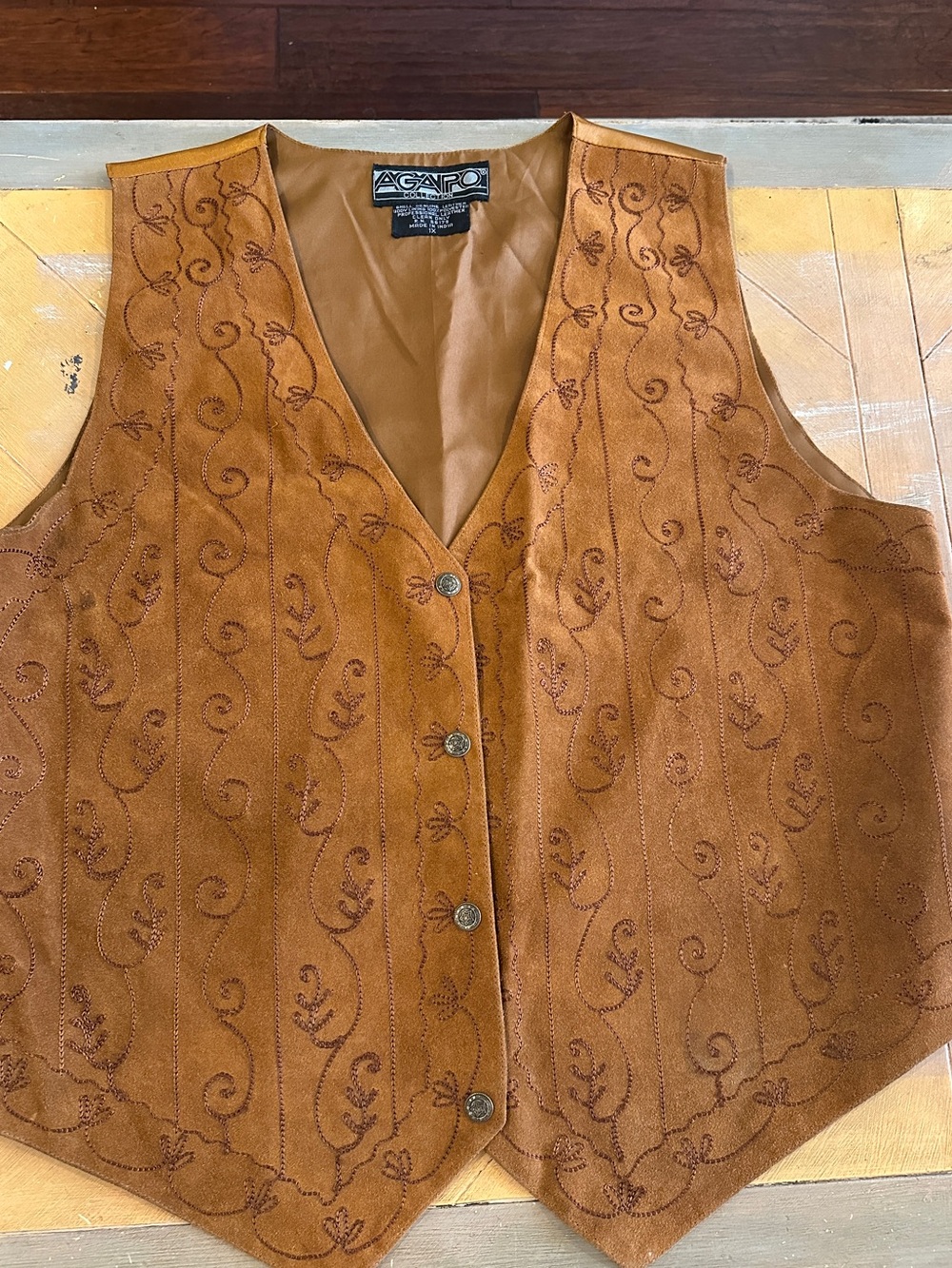 Vintage Agapo Suede Leather Western Boho Vest 1X